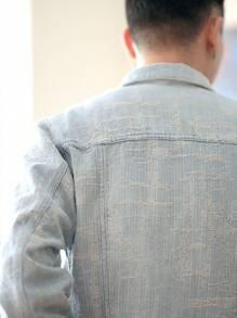Manfinity EMRG Men's Dark Blue Jacquard Denim Suit - Dark Wash - View 2