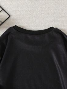 SHEIN Tween Girls Black Skeleton Print Sweatshirt, Fall/Winter - Multicolor - View 6