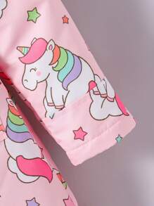 Tween Girls' Fluffy Hooded Zip-Up Allover Print Cute & Fashionable Jacket - Pink - View 5