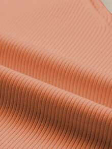 Acelitt 女士纯色休闲度假无袖V领羊毛针织背心，时尚露背 - 橘色 - 查看 7