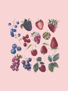 INAWLY Áo thun nữ tay ngắn cổ tròn in hình trái cây - Hồng - Xem 3