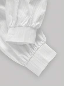 SHEIN MOD 女士白色长袖荷叶边领结泡泡袖衬衫 - 白色 - 查看 5