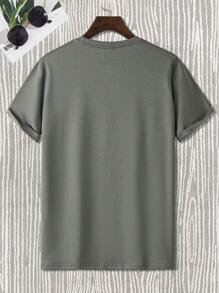 Claim Dot 男士圆领印花休闲短袖 T 恤，夏季 - 灰色 - 查看 2