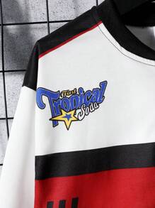 SHEIN Boys' Casual Motocycle Patchwork Long Sleeve Jacket, Autumn Winter - Multicolor - View 5