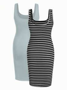 Modmama Jonge casual bodycon zwangerschapsjurk met brede bandjes en ronde hals