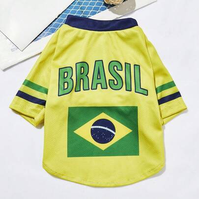 PETSIN Áo bóng đá in cờ Brazil, thích hợp cho chó và mèo, cúp châu Âu