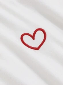 DAZY 女式圆领长袖心形印花休闲衬衫，秋季服装 - 白色 - 查看 8