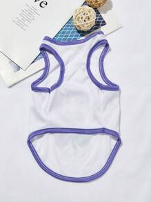 PETSIN 1入組寵物狗/貓背心，夏季無袖運動背心，四葉草和字母漸層印花，淺紫白色，舒適透氣 - 彩色 - 查看 3