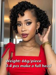 1 PC Bulk Braiding Hair Crochet Human Hair Extension For Twists BOHO Braids Knotless Braids Natural Black Wand Curl Ocean Wave Bulk Hair 66g 12-20 Inch - Natural Black - View 2