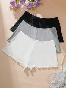Shein Underwear&Sleepwear Basics 3pcs/Pack Women Solid Color Knitted Briefs