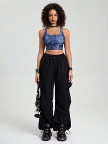 Easithlete Women's All-Over Print Racerback Sports Bra - Royal Blue - View 6