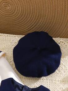 SHEIN 2 件装女婴学院风可爱羊毛无袖连衣裙和长款开衫套装 - 彩色 - 查看 3