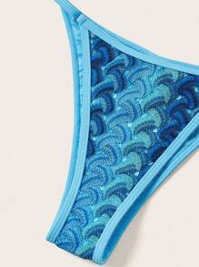 Swim Oasis Colorblock V-Neck Halter Bikini Set, Summer Beach - Blue - View 5
