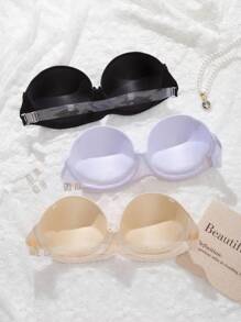 3pcs/Set Strapless Smooth Wireless Bras With Detachable Strap, Sexy & Romantic - Multicolor - View 2