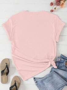 INAWLY Áo thun nữ tay ngắn cổ tròn in hình trái cây - Hồng - Xem 2