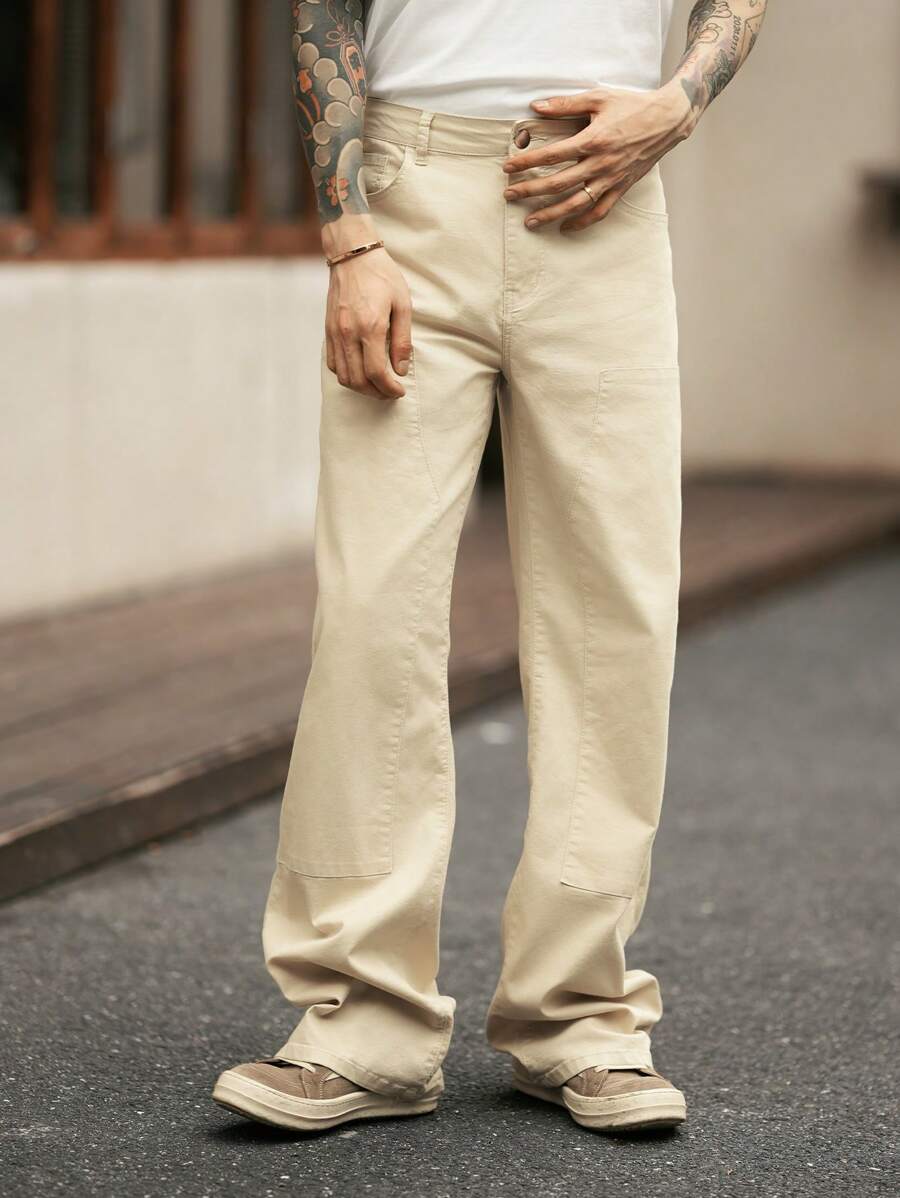 Claim Dot 男士米色牛仔喇叭牛仔裤