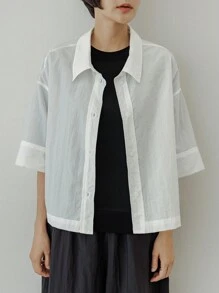 DAZY Áo sơ mi ngắn giản dị dành cho nữ - trắng - Xem 8