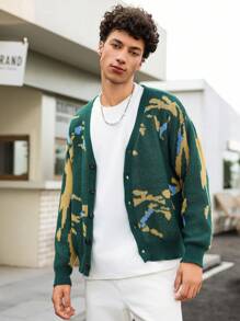 Manfinity Hypemode 男士春秋休闲拼色图案开衫返校 - 彩色 - 查看 1