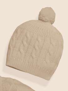 SHEIN 1 bộ áo liền quần dài tay vừa vặn + mũ cho bé - Màu be - Xem 4