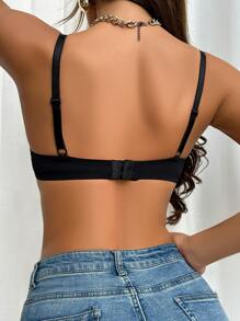 Sujetador push-up de encaje y parche de uso diario para mujer - Negro - Ver 2