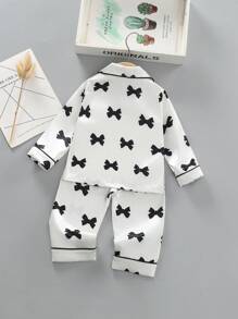2pcs Baby Girls' Leopard Print Color Block Cardigan And Pants Casual Homewear Set - White - View 2