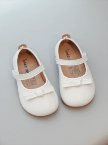 1pair Girls' Bowknot Design Flat Shoes, Suitable For Spring And Summer