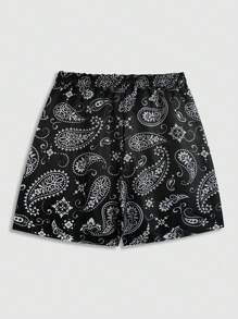 ROMWE MEN Street Life Bộ 2 áo thun tay ngắn in hình chân dung và quần short cho nam, mùa xuân và mùa hè, đi học - màu đen - Xem 5