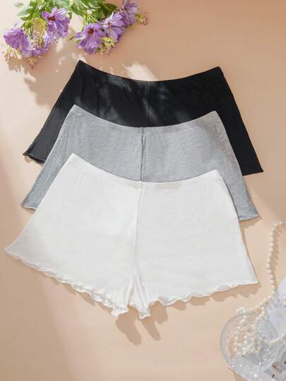 Lowkey Lull 3pcs/Pack Women Solid Color Knitted Briefs