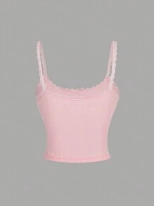 SHEIN MOD 带蕾丝拼布蝴蝶结的可爱背心，单身女郎装，粉色背心，秋季装，蝴蝶结上衣，适合学校的可爱上衣，返校上衣，蝴蝶结衬衫 - 粉色 - 查看 2