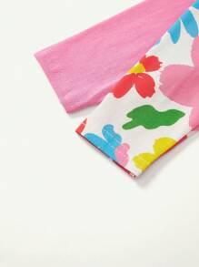 Cozy Pixies 2pcs Casual Baby Girl Floral Print Leggings, Spring & Summer