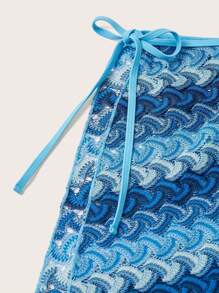 Swim Oasis Colorblock V-Neck Halter Bikini Set, Summer Beach - Blue - View 4