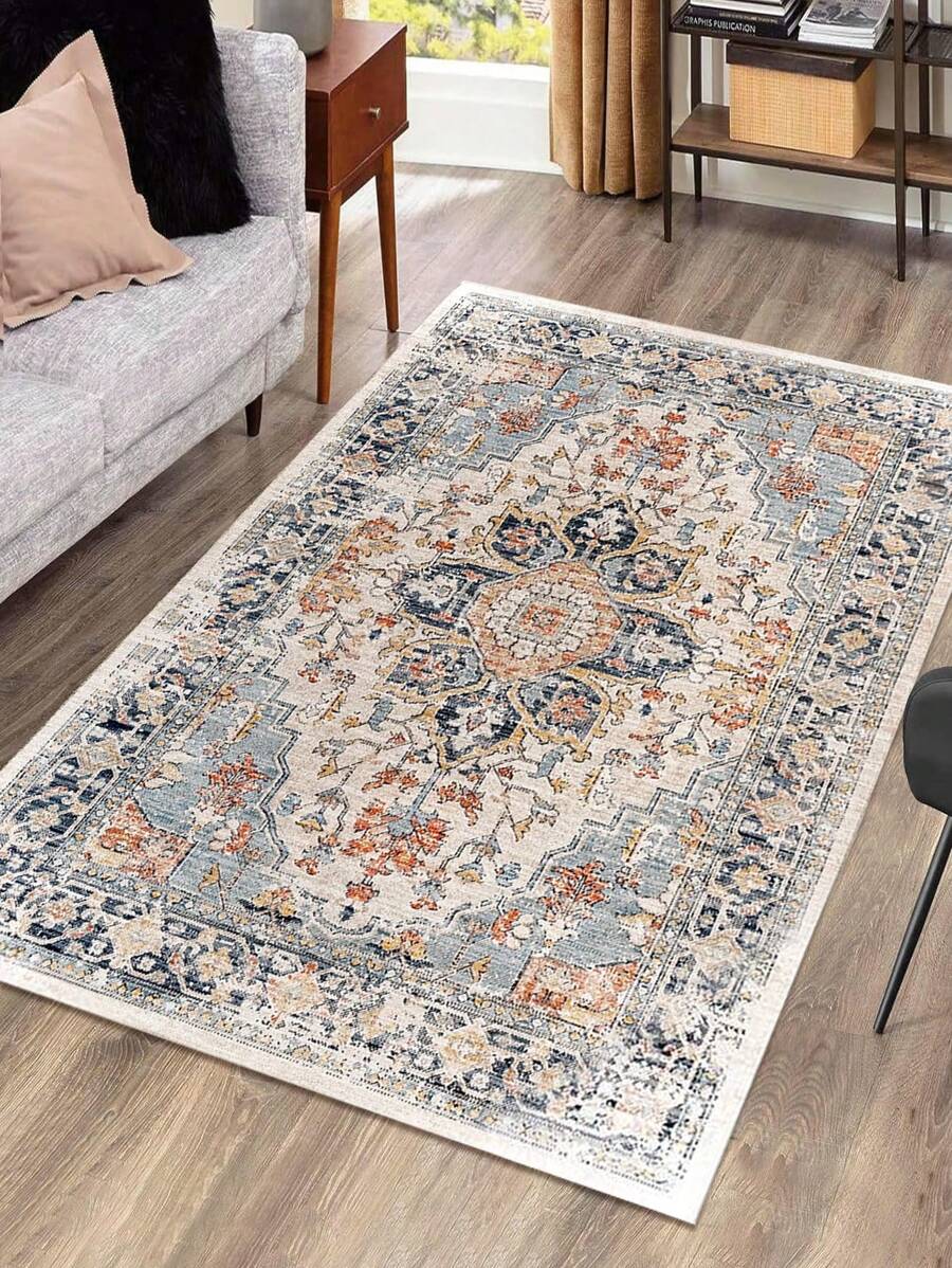 Full-Print Vintage Carpet, Suitable For Living Room, Bedroom, Dining Room Floor Decor - Multicolor - View 1