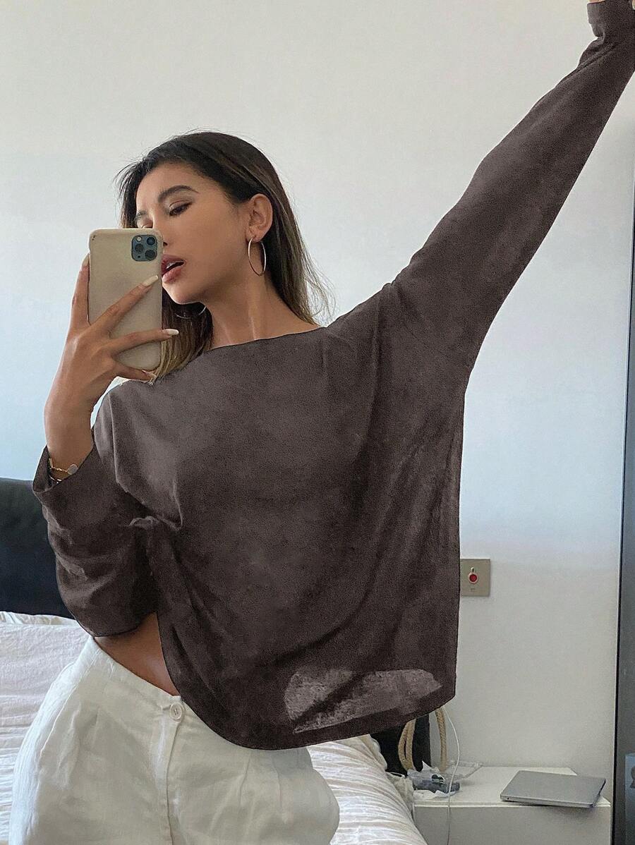 Livesso Women Solid Color Long Sleeve Casual Blouse, Spring & Autumn,Fall Women Clothes - Grey - View 1