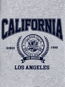 SHEIN EZwear Casual Minimalist Campus Style Back To School American Sports Graphic Loose Fit Round Neck Long Sleeve Sweatshirt For Plus Size Women Autumn And Winter Fall