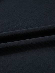 Acelitt 女士简约纯色圆领短袖连体裤，宽松版型，休闲日常穿着，黑色 - 黑色 - 查看 8