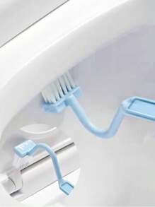 1 pièce Brosse de toilette en forme de V, petite brosse de toilette, brosse de nettoyage de toilette en plastique avec design incurvé, convient pour le nettoyage de la salle de bain et des toilettes, pratique pour le nettoyage en profondeur des toilettes, le nettoyage des recoins. Cadeau de Noël idéal pour la décoration de la salle de bain d'été.