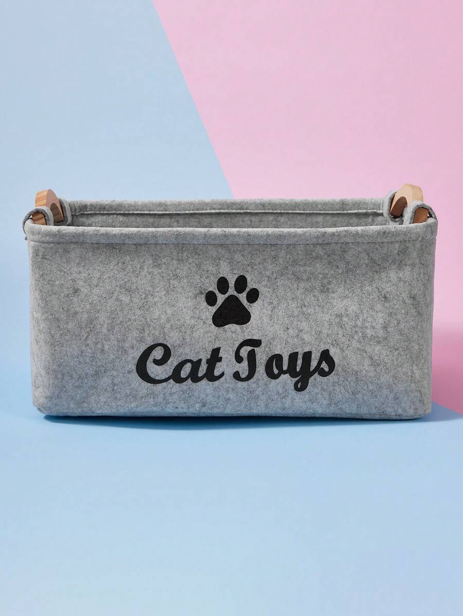PETSIN Caja de almacenamiento de suministros para mascotas para gatos y perros, gris, utilizada para guardar juguetes para mascotas