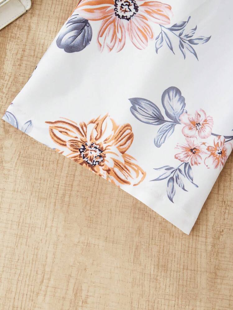 Sparklyn 2pcs Tween Girl Casual Vacation Ribbed Blazer & Floral Jumpsuit Set - Multicolor - View 5