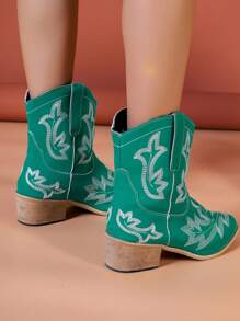 ROMWE Fairycore Steampunk-Style Plus Size European & American Knight Short Boots - Green - View 3