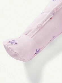 Cozy Pixies Neonata Tutina Casual Morbida Con Fantasia Floreale A Manica Lunga E Piedini