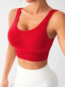 Easithlete 无缝工字背运动胸罩 - 紅色 - 查看 4