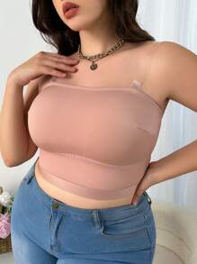 SHEIN Áo ngực không dây quây màu Plus Size - 1 cái - Màu be - Xem 4