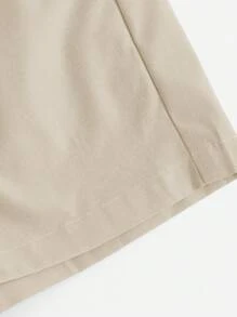 SHEIN Essnce 纯色褶皱简约口袋短裤，休闲日常穿着