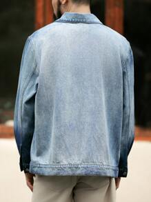 Manfinity Homme Men Ombre Zip Up Denim Jacket - Light Wash - View 2