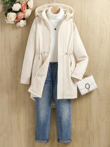 Tween 女童休闲连帽派克大衣，适合户外活动