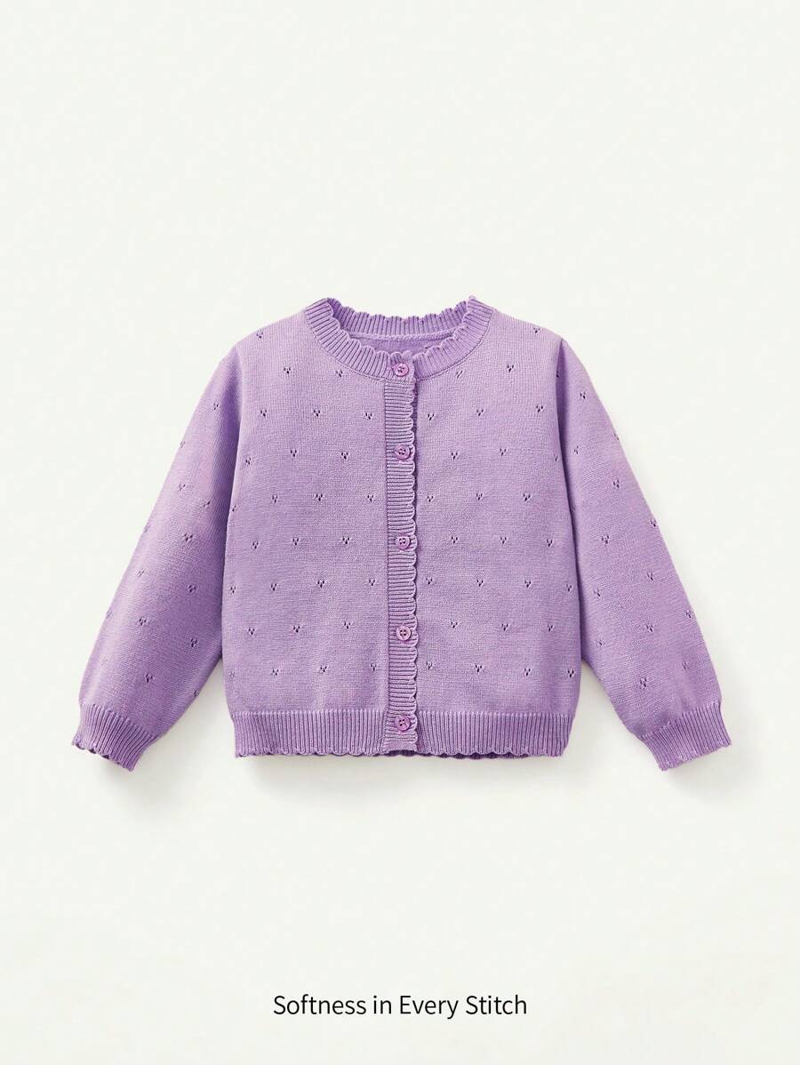 Cozy Pixies 女婴荷叶边针织开衫 - 紫色 - 查看 1