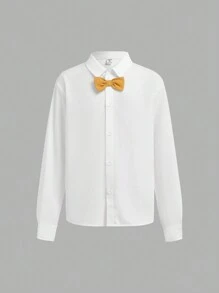 3pcs Tween Boy Casual School Style Bow Tie Shirt, Vest And Long Pants Gentleman Outfit, Suitable For Party, Birthday, Graduation, Commute, School And Daily Casual Wear In Autumn/Winter - Blue - View 6