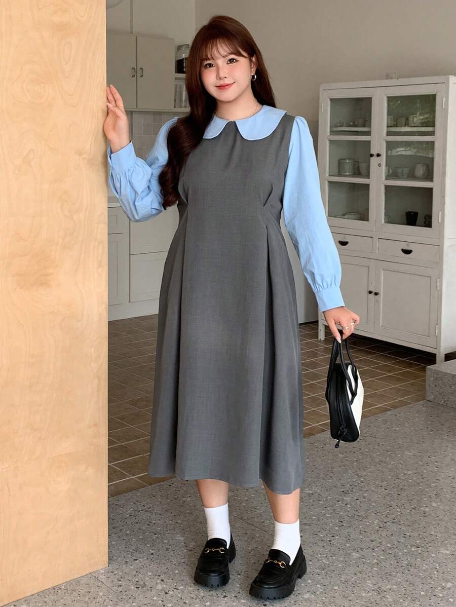Dazy Petite Plus Plus Size Korean Style Slimming Peter Pan Collar