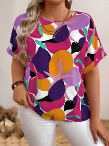 EMERY ROSE Blusa oversize con maniche a pipistrello e stampa geometrica per le vacanze estive