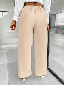 VaVaBold Pantalones de pierna recta con detalle de plisado en la cintura asimétrica